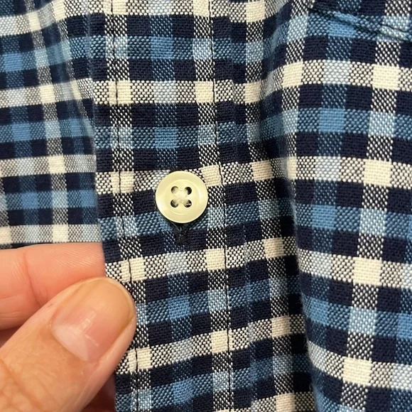 GAP White and Blue Plaid Long Sleeve Button Down Shirt Size L - Picture 4 of 12